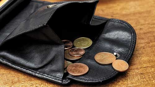 wallet emptied by bills